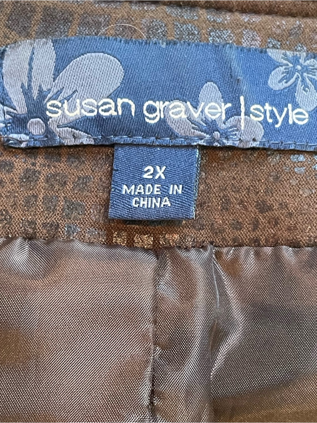 Susan Graver Dark Brown Faux Croc Leather Jacket — image 2 of 3